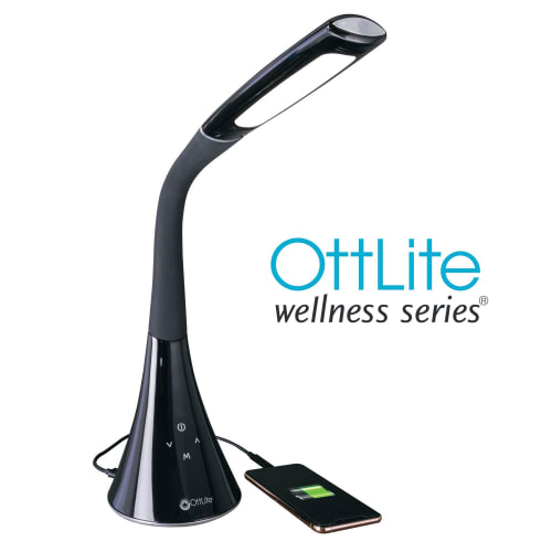 OttLite Wellness Series Swerve LED Lámpara de escritorio, negro